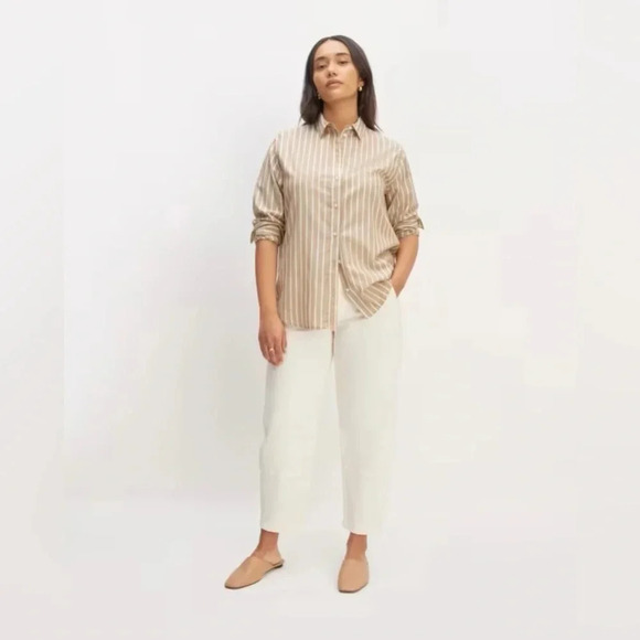 EVERLANE NEW NWT WOMENS TOPS BLOUSE SILKY COTTON SHIRT SIZE SMALL - Picture 2 of 9